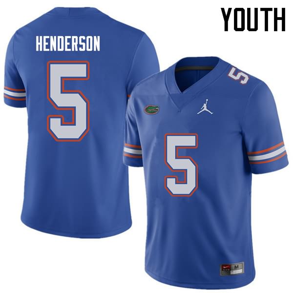 Youth NCAA Florida Gators CJ Henderson #5 Stitched Authentic Jordan Brand Royal College Football Jersey GOP3465BE